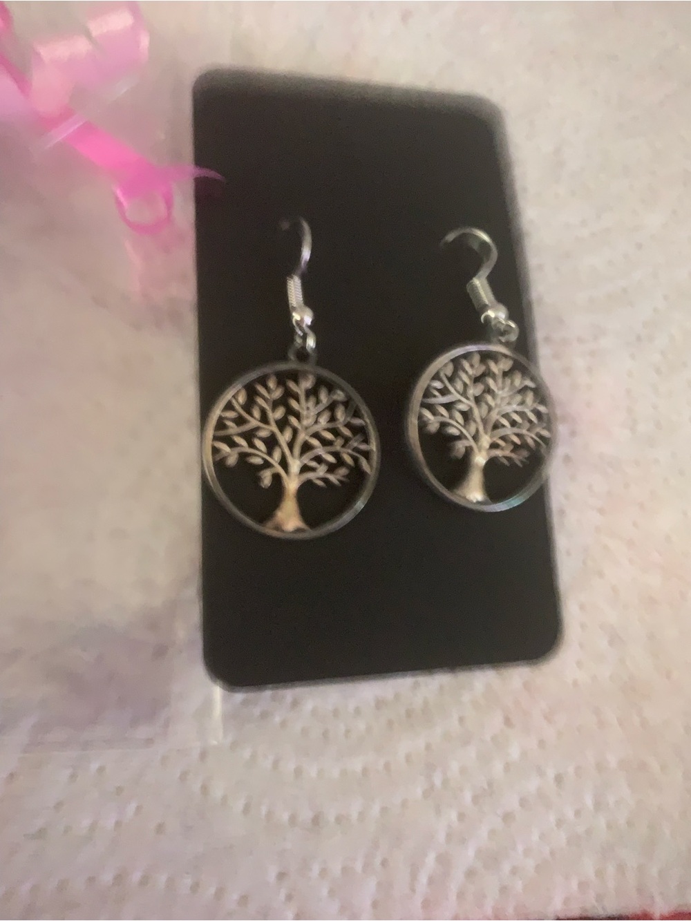 Silver Tree of Life Round Lightweight Dangle Earrings - Women Jewelry